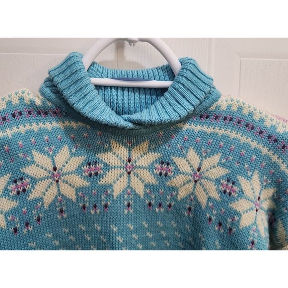 Vintage Obermeyer Womens Pullover Ski Sweater Blue Fair Isle Wool Blend See Info - Picture 3 of 10